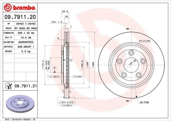 Jaguar Arka Fren Diski UV Kaplamalı BREMBO