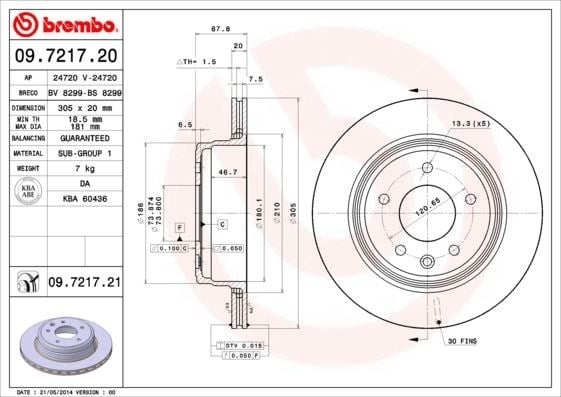 Jaguar Arka Fren Diski UV Kaplamalı BREMBO
