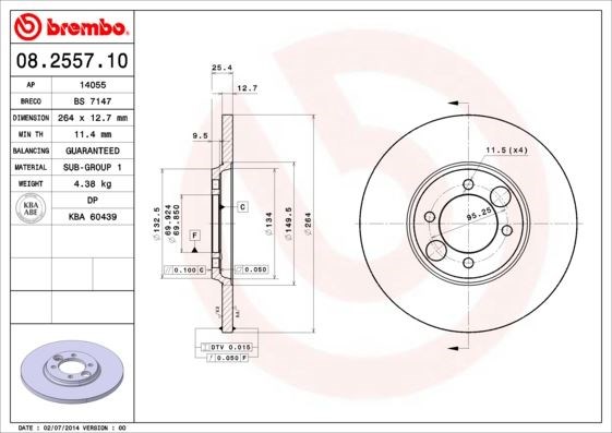 Jaguar Arka Fren Diski Standard BREMBO