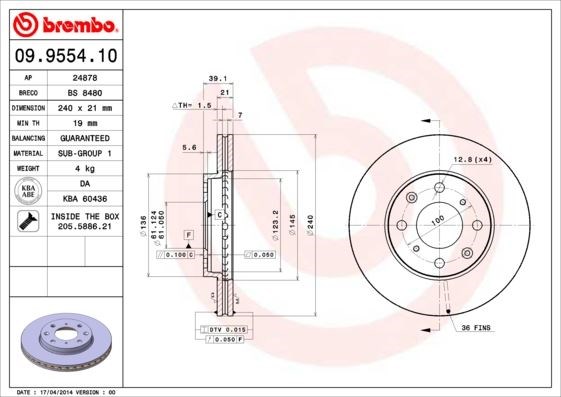 Honda Jazz Ön Fren Diski Hava Kanallı BREMBO