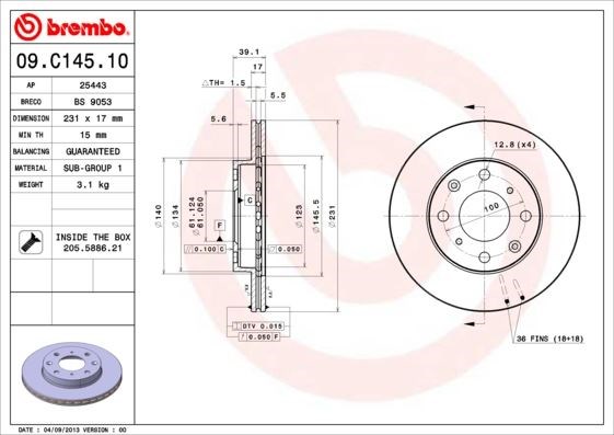 Honda Jazz Ön Fren Diski Havalı BREMBO