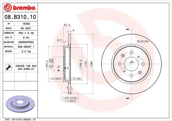 Honda Jazz Arka Fren Diski BREMBO