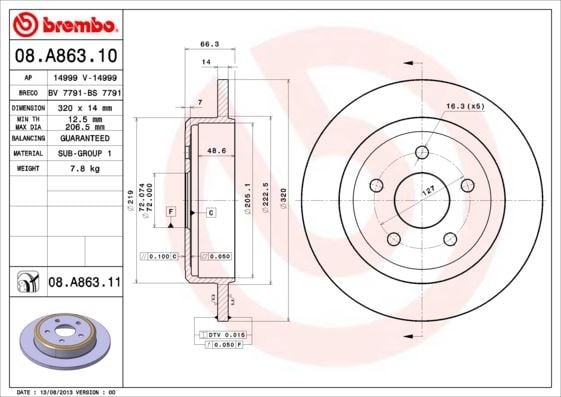 Jeep Arka Fren Diski UV Kaplamalı BREMBO