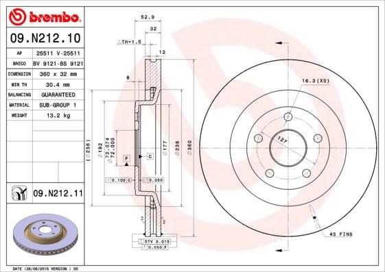Jeep Ön Fren Diski UV Kaplamalı BREMBO