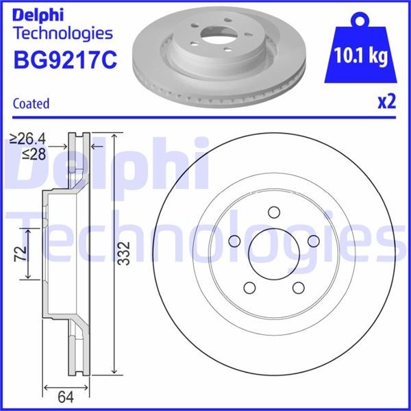 Dodge Nitro Jeep Liberty Ön Fren Diski Boyalı Delikli DELPHI