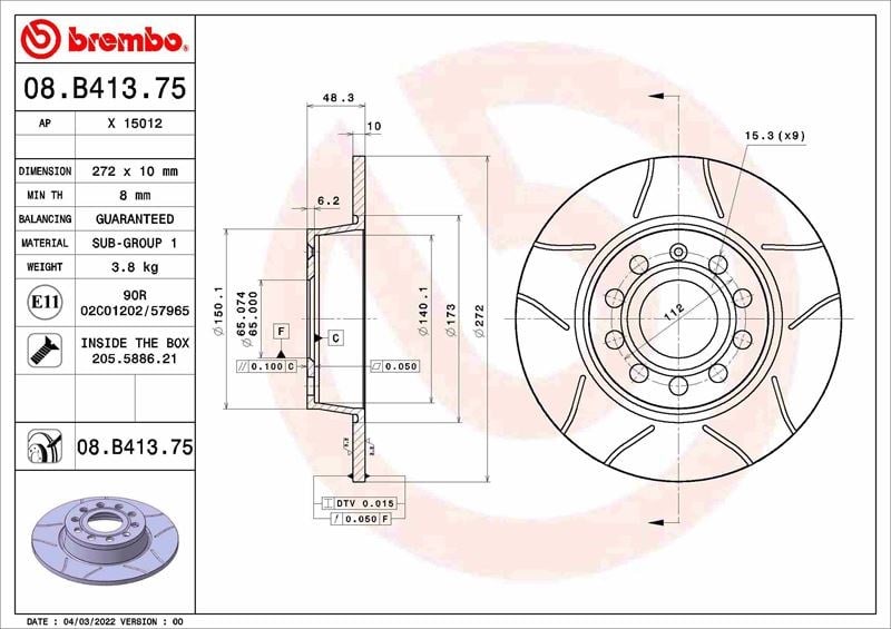 Volkswagen Jetta 3 Golf 6 Caddy Scirocco Audi A1 A3 Seat Altea Skoda Octavia... BREMBO