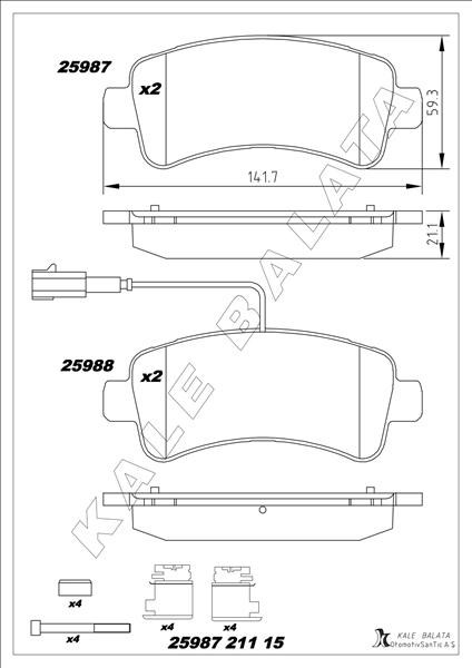 Citroen Jumper Arka Disk Fren Balatası KALE-BALATA