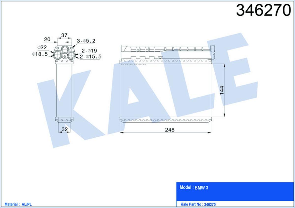 Kalorifer Radyatörü Bmw E36 90-2.98 E39 520İ 96-9.00 523İ 95-9.00 528İ 95-9.00 5