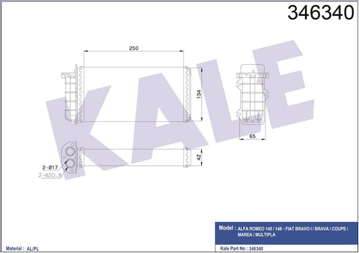 Kalorifer Radyatörü Bravo 95-01 Brava 95-01 Marea 96-02 250X140x42