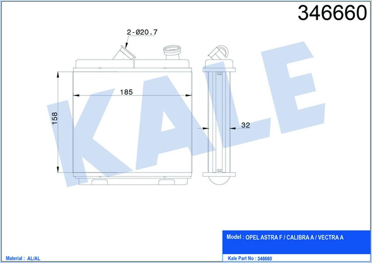 Kalorifer Radyatörü Brazing Astra F-Calıbra A-Vectra A Şaşı 174X174x42