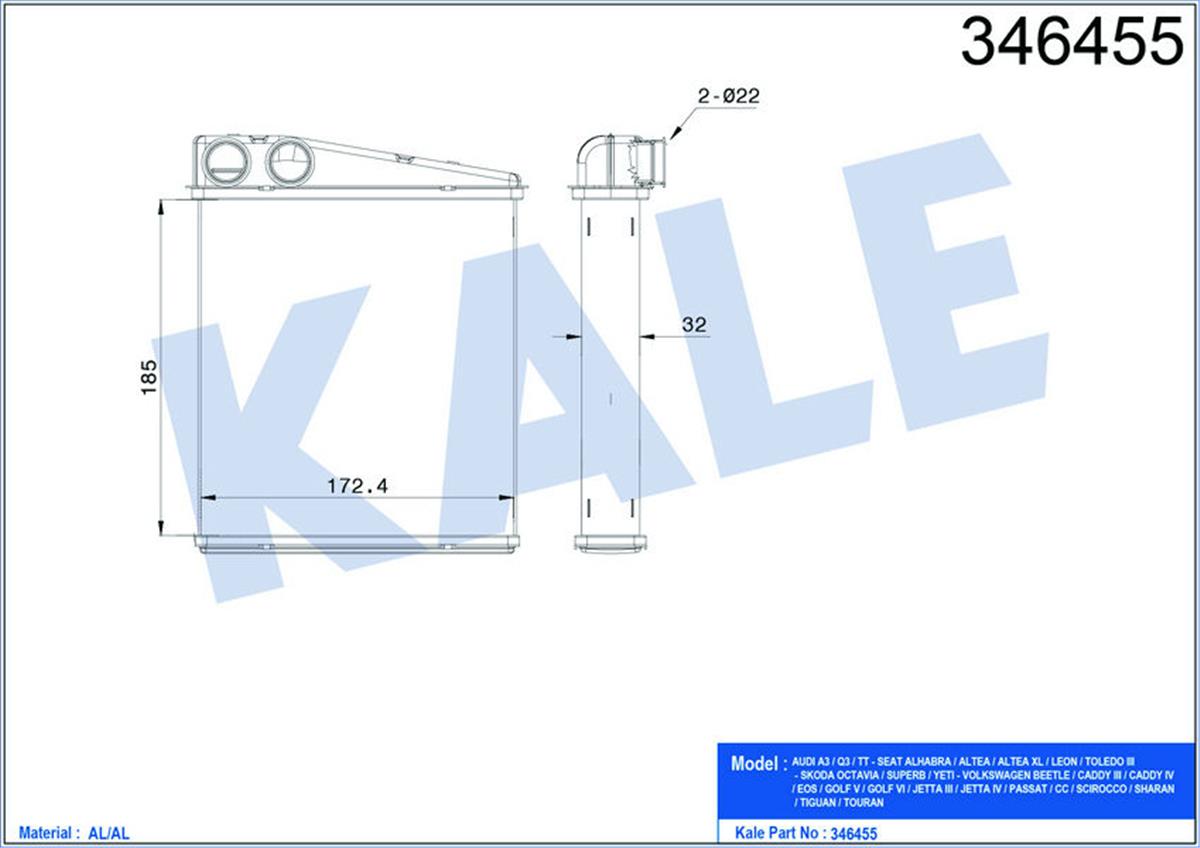 Kalorifer Radyatörü Brazing Caddy 3-Golf 5-Vı-Jetta Iıı-Octavıa-Touran-Altea-L