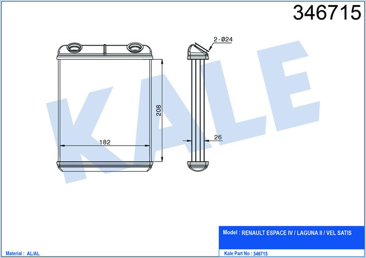 Kalorifer Radyatörü Brazing Laguna Iı Ac Klimasız 210X184x26