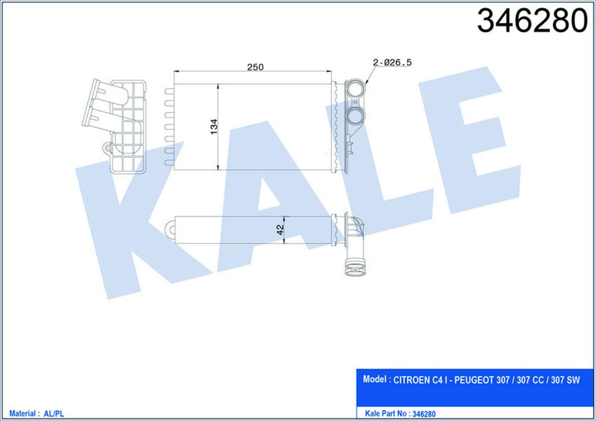 Kalorifer Radyatörü C4 04 Peugeot 307 04 Ac Klimasız 247X134x42