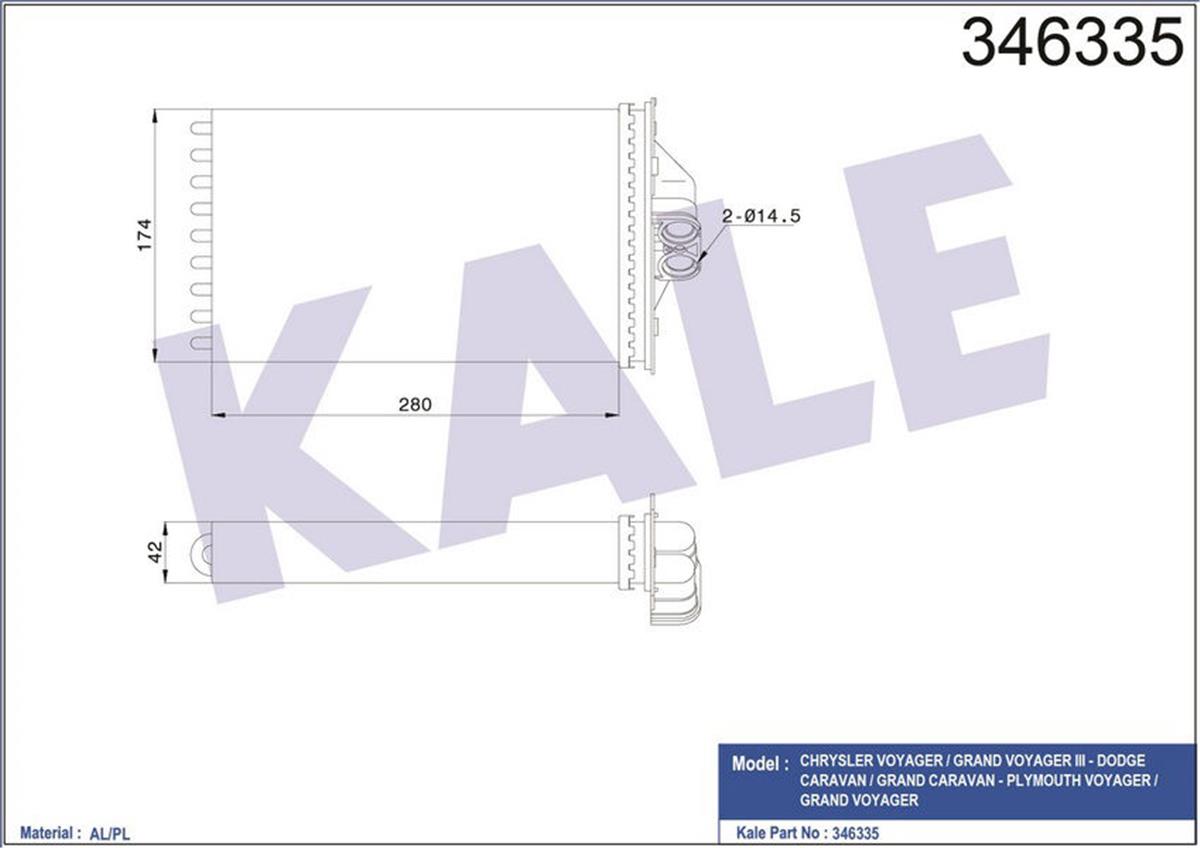 Kalorifer Radyatörü Chrysler Voyager 2.0İ-3.3İ-3.8İ Awd-2.5 Td 95-01 282X182x46