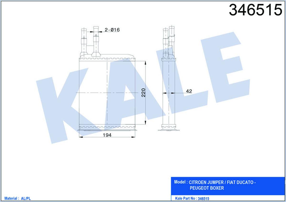 Kalorifer Radyatörü Ducato-Boxer-Jumper 94-02 220X195x42