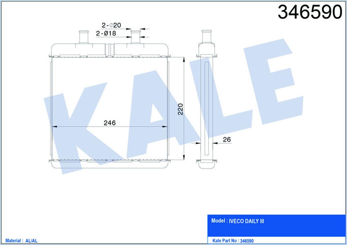 Kalorifer Radyatörü Iveco Daıly Iıı 05/99 Mek 220X257x26