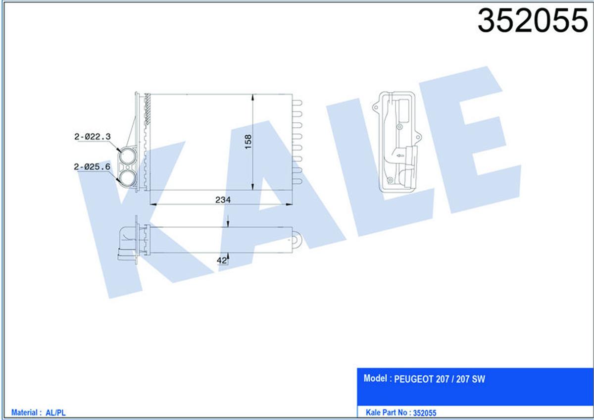 Kalorifer Radyatörü Klimalı-Klimasız Peugeot 207-1.4-1.4 16V-1.6Hdı-1.6 16V 06