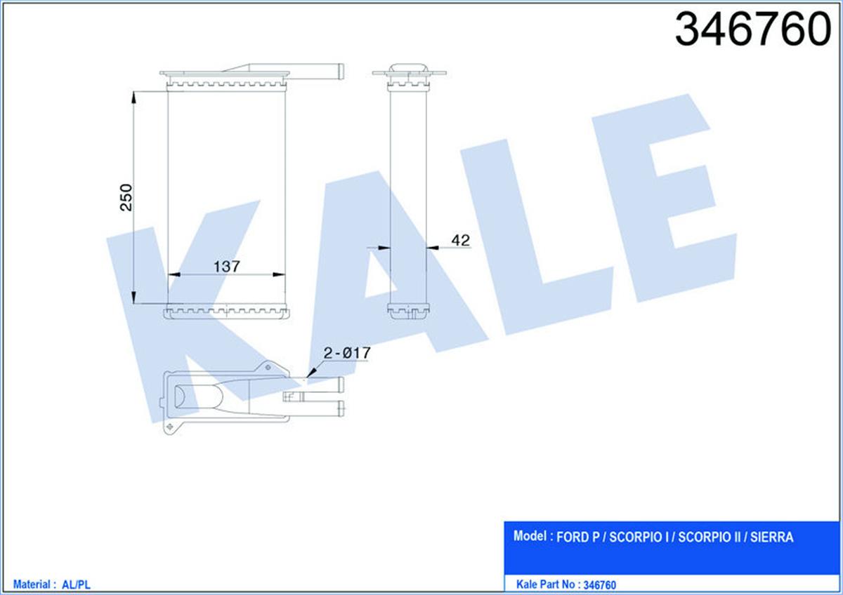 Kalorifer Radyatörü Sıerra Ac Klimasız 249X134x42