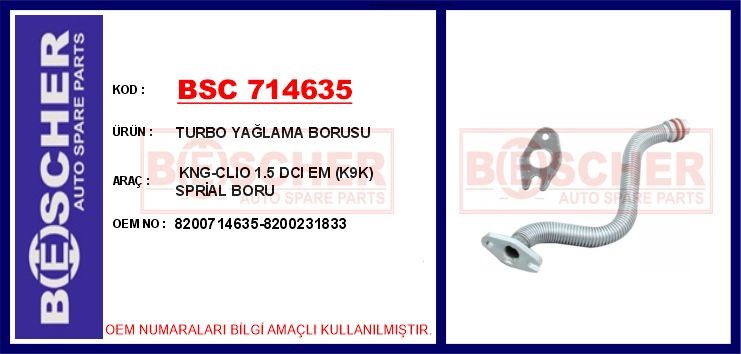 Renault Kangoo Turbo Yağlama Borusu 1.5 DCI BESCHER