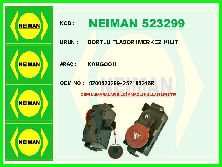 Renault Kangoo 2 Dörtlü Flaşör Merkezi Kilit BESCHER