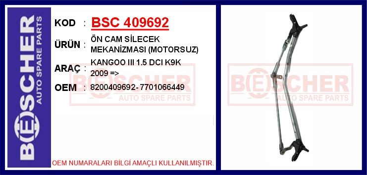 Renault Kangoo 3 Ön Cam Silecek Mekanizması Motorsuz 1.5 DCI BESCHER