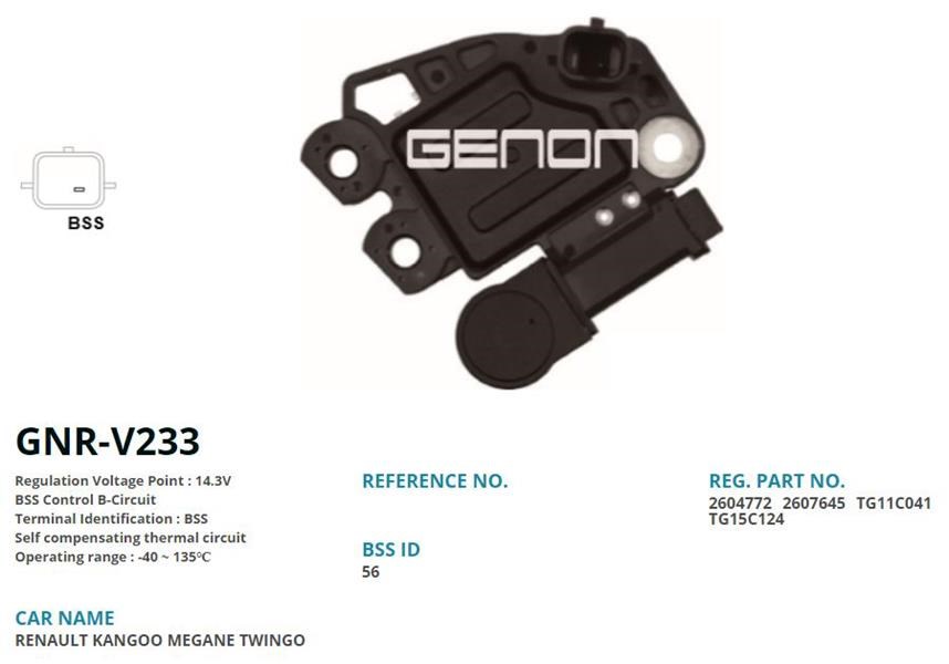 Renault Kangoo Megane Twingo Alternatör Konjektörü GENON