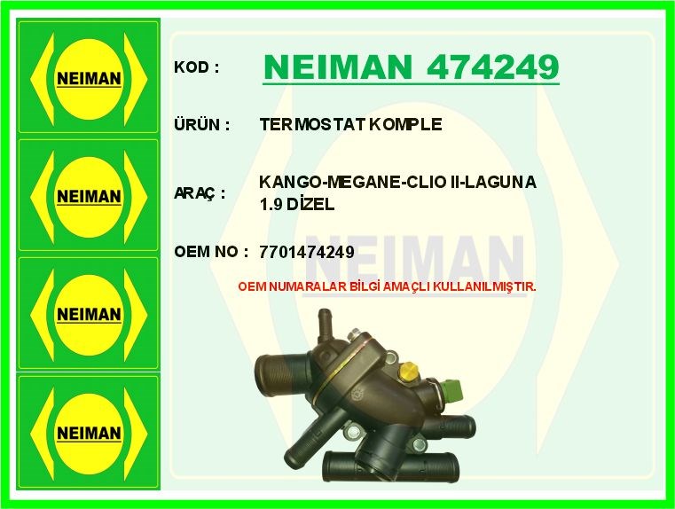 Renault Kangoo Megane Clio 2 Laguna 1.9 Dizel Termostat Komple BESCHER