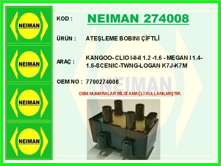 Renault Kangoo Ateşleme Bobini Çiftli 1.2 1.4 1.6 BESCHER