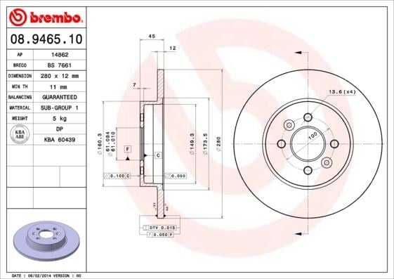 Renault Kangoo Arka Fren Aynası [1.6 16V-1.9 DCI] [01-07] BREMBO