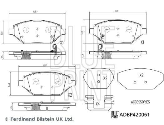 Opel Karl Fren Balatası Takımı Montaj Malzemesi Olan BLUEPRINT