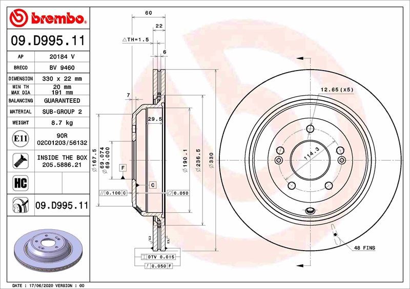 Kia Arka Fren Diski UV Kaplamalı BREMBO