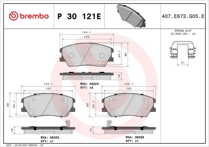Kia Soul III Fren Balata Takımı BREMBO