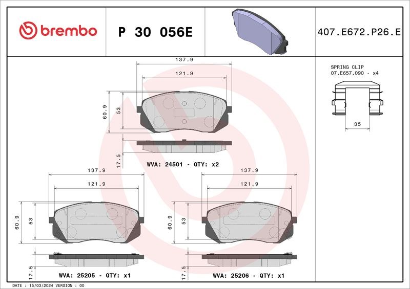 Kia Soul II Fren Balata Takımı BREMBO