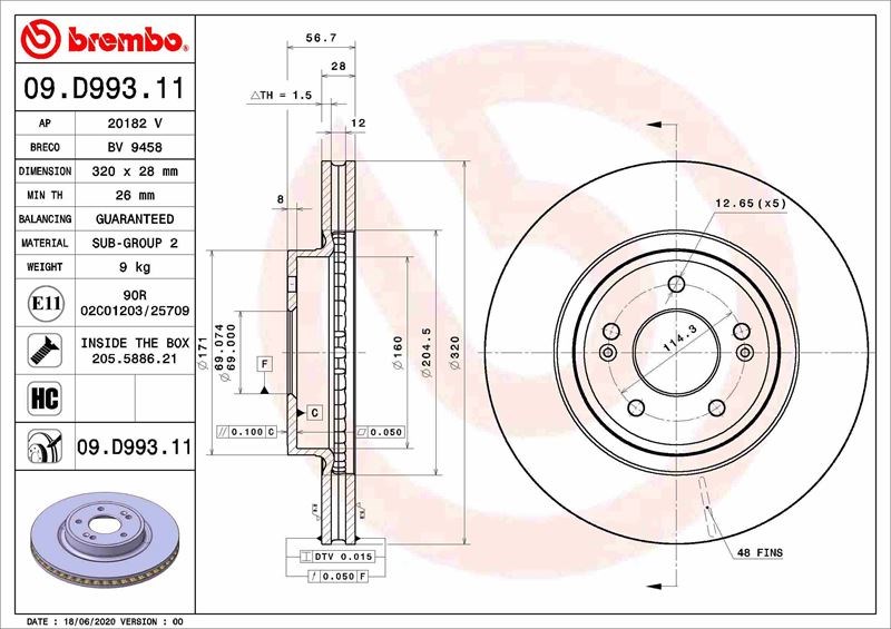 Kia Ön Fren Diski UV Kaplamalı BREMBO