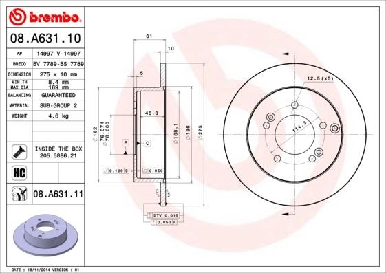 Kia Arka Fren Diski UV Kaplamalı BREMBO