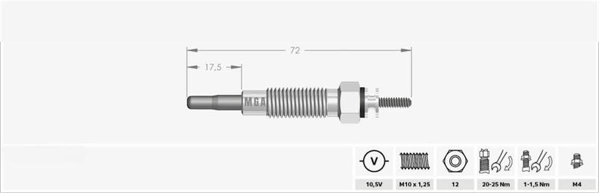KIZDIRMA BUJISI 12V MISTUBISHI  CANTER 4DQ