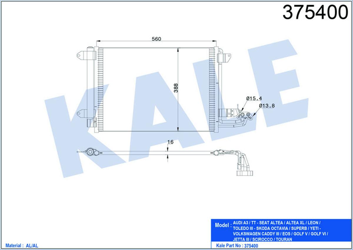 Klima Radyatörü Kondenser A3-Leon-Toledo-Octavıa-Caddy 3-Golf 5-Vı-Jetta Iv-To