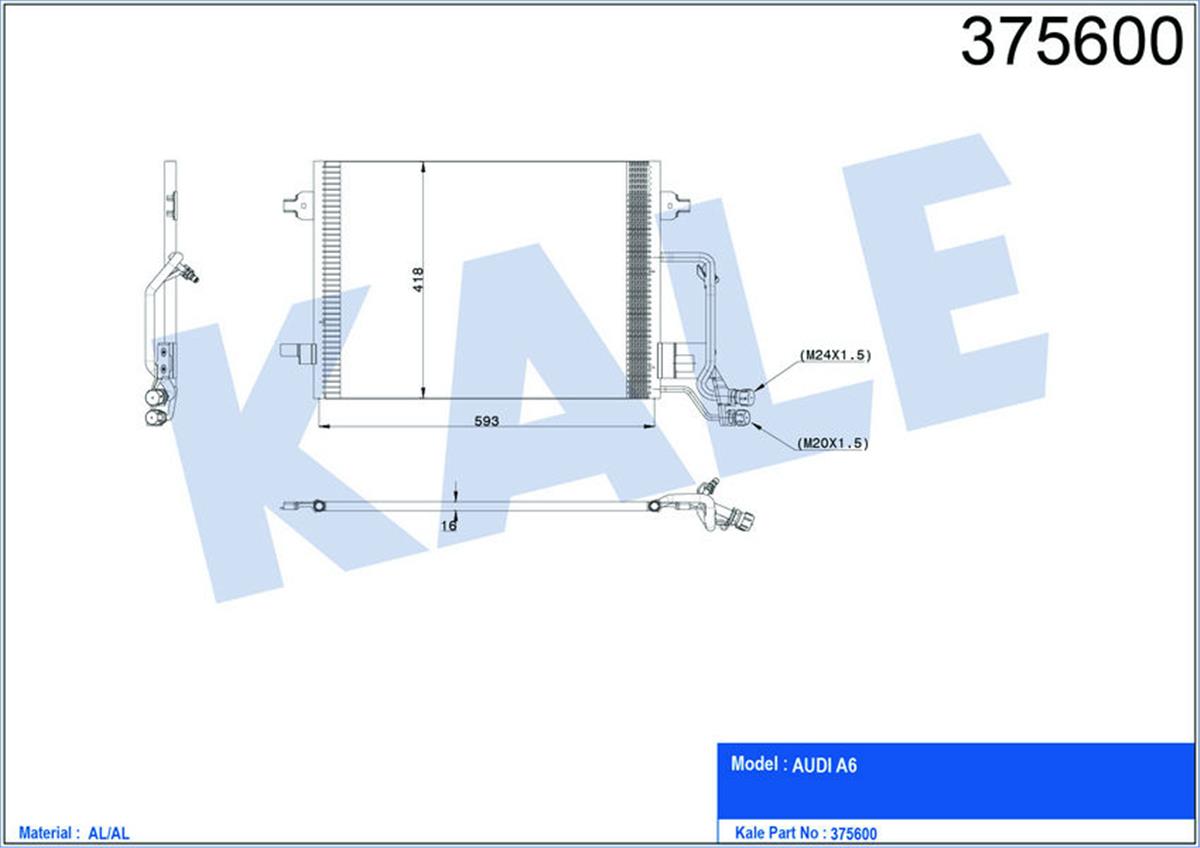 Klima Radyatörü Kondenser A6 Al/Al 615X420x18
