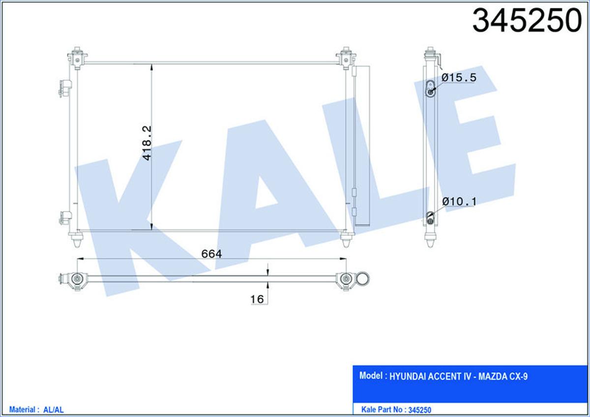 Klima Radyatörü Kondenser Accent Era 1.4 10 Mazda Cx-9 3.5-3.7 07 706X411x16 Mek