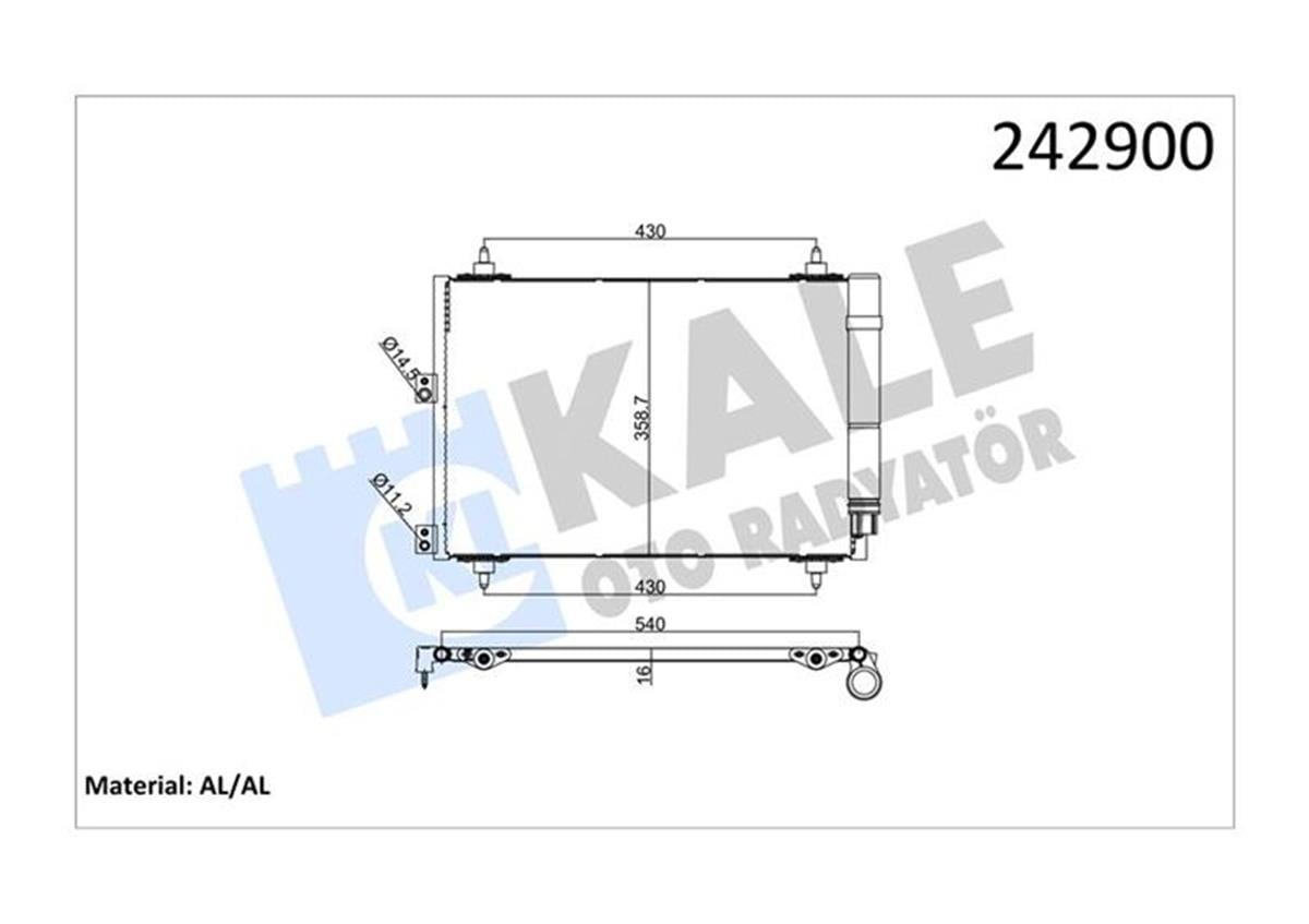 Klima Radyatörü Kondenser Berlingo 06 Xsara 04 Partner 06 1.6Hdı 530X362x16 1 Sı