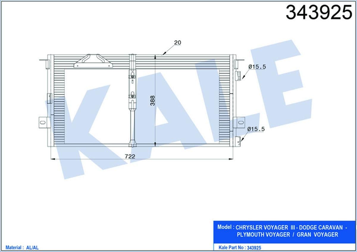 Klima Radyatörü Kondenser Chrysler Voyager Iıı Al-Al