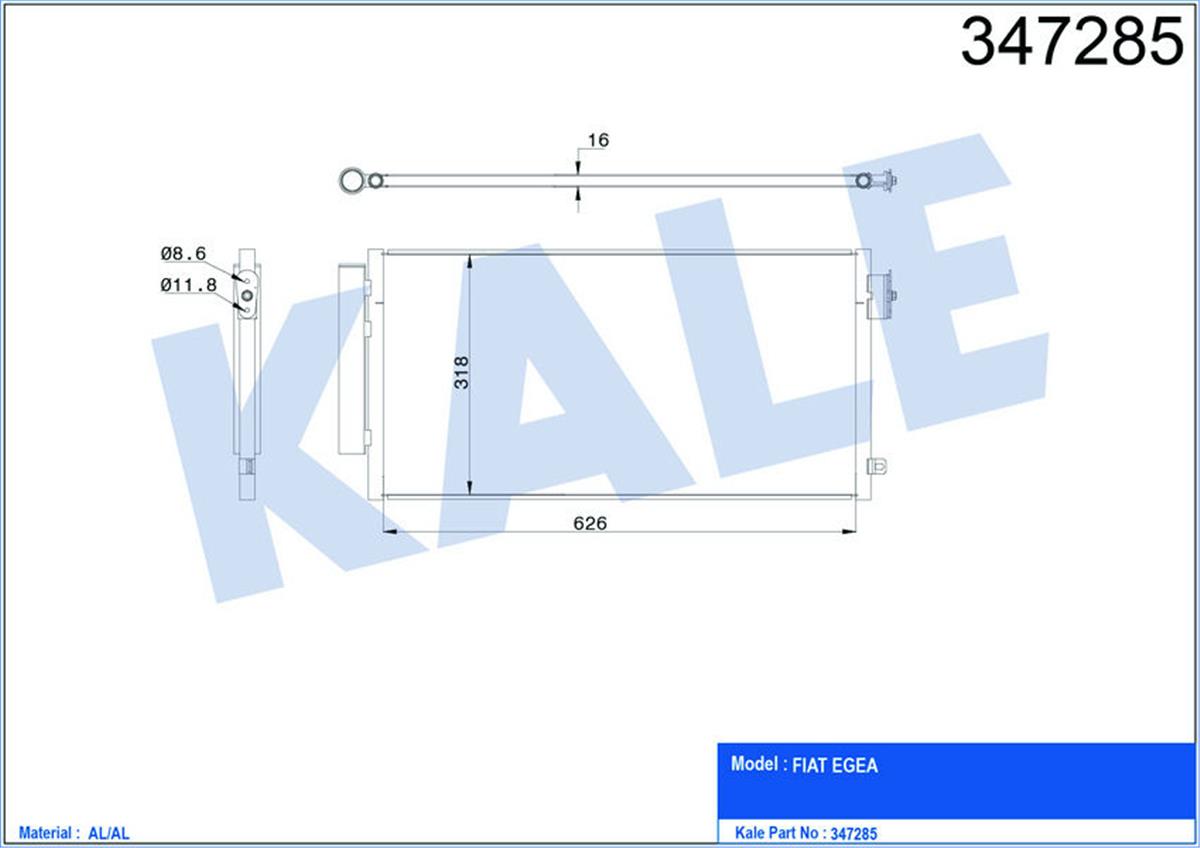 Klima Radyatörü Kondenser Egea 1.3-1.6 Multijet-1.4 Benzinlı Al-Pl-Brz