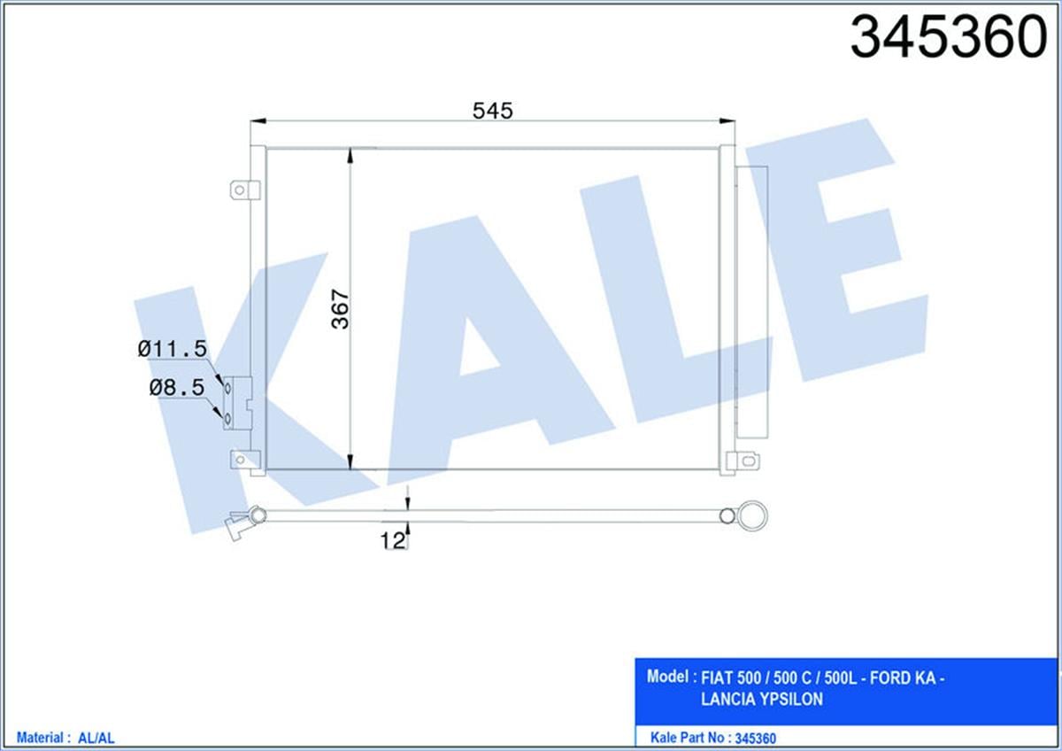 Klima Radyatörü Kondenser Fiat 500 1.2İ- 1.4İ- 1.3 Mjdt 07- Ford Ka 1.2İ - 1.3 T