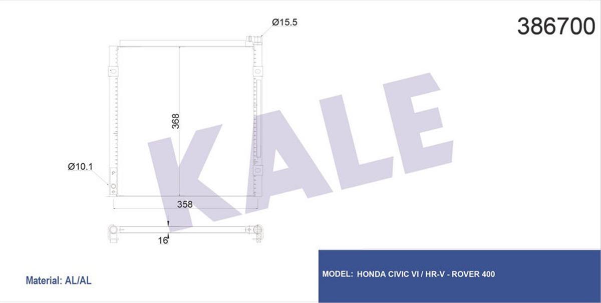 Klima Radyatörü Kondenser Honda Cıviç  Vı 1.4İ-1.5İ-1.6İ-1.8-2.0İ Td-16V 96-01 A