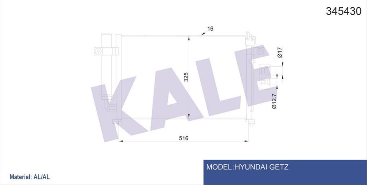 Klima Radyatörü Kondenser Hyundaı Getz 1.1-1.3İ-1.4İ 02-09 - İ10 1.1 08 499X324x