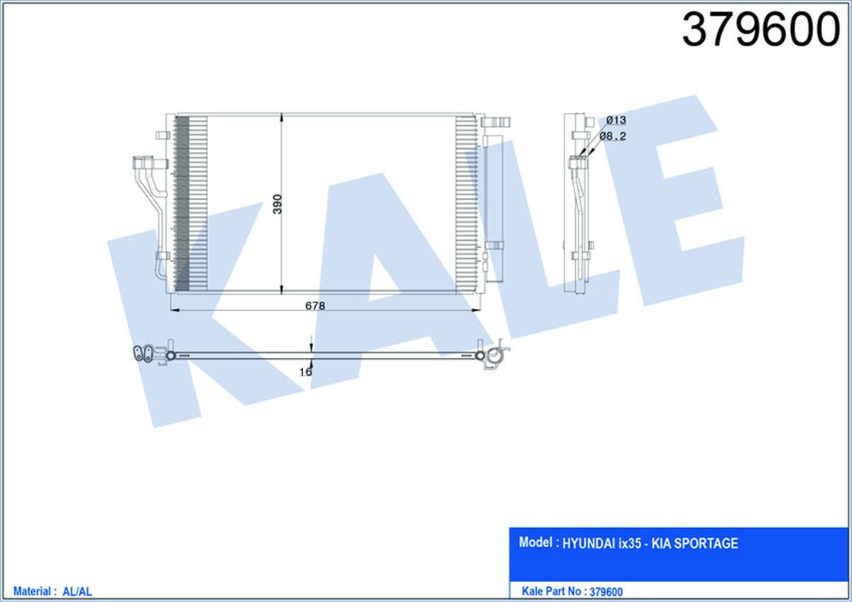 Klima Radyatörü Kondenser Hyundaı İx35-Kıa Sportage Al/Al 678X388x16