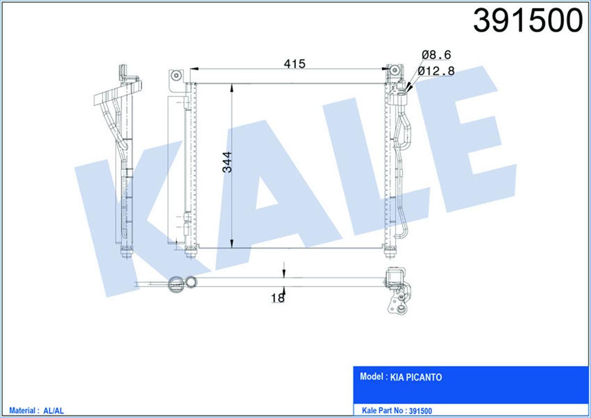 Klima Radyatörü Kondenser Kıa Piç Anto 1.0-1.1-1.1 Crdi Al/Al 437X348x18