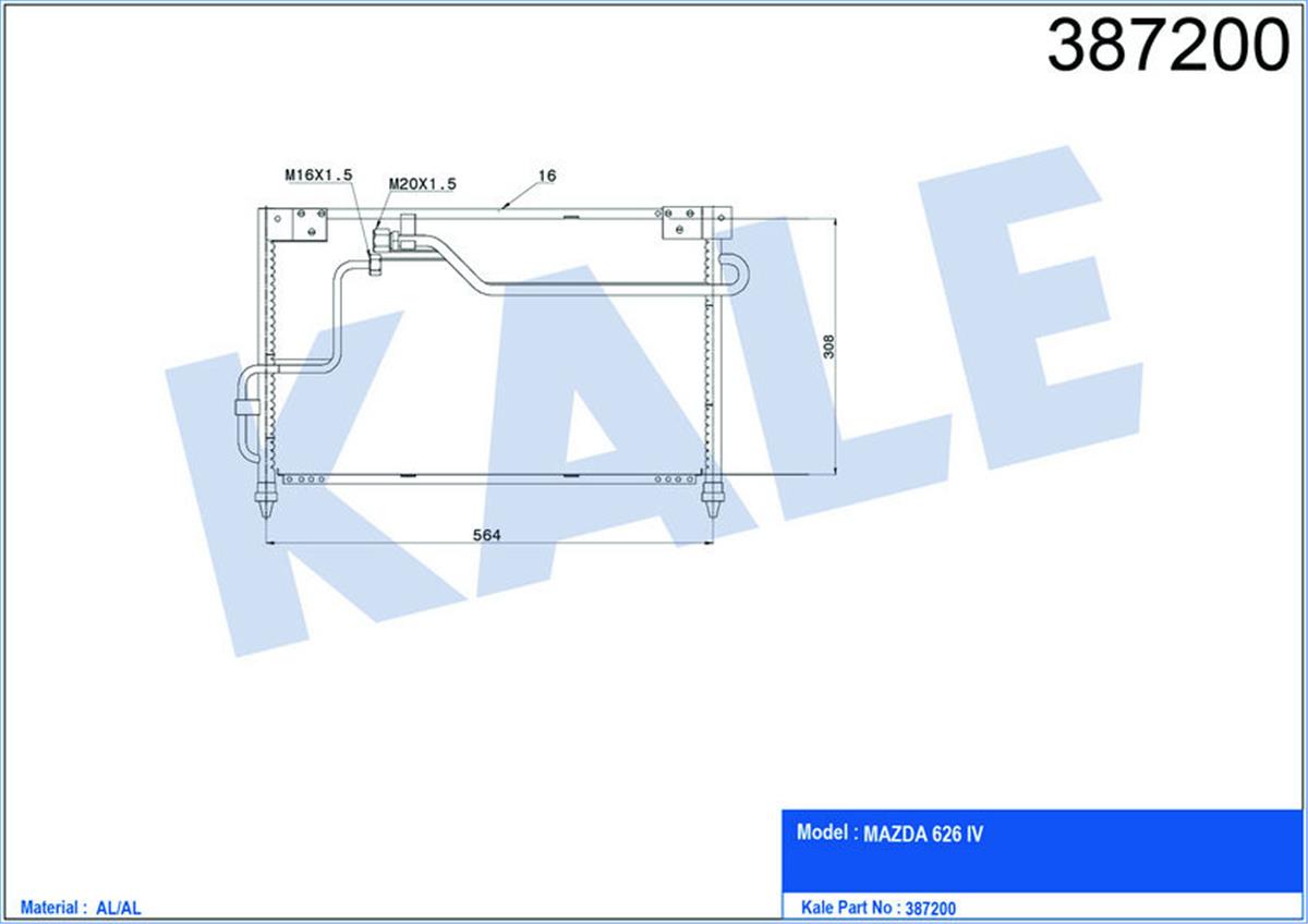 Klima Radyatörü Kondenser Mazda 626 Iv Al-Al 564X308x16