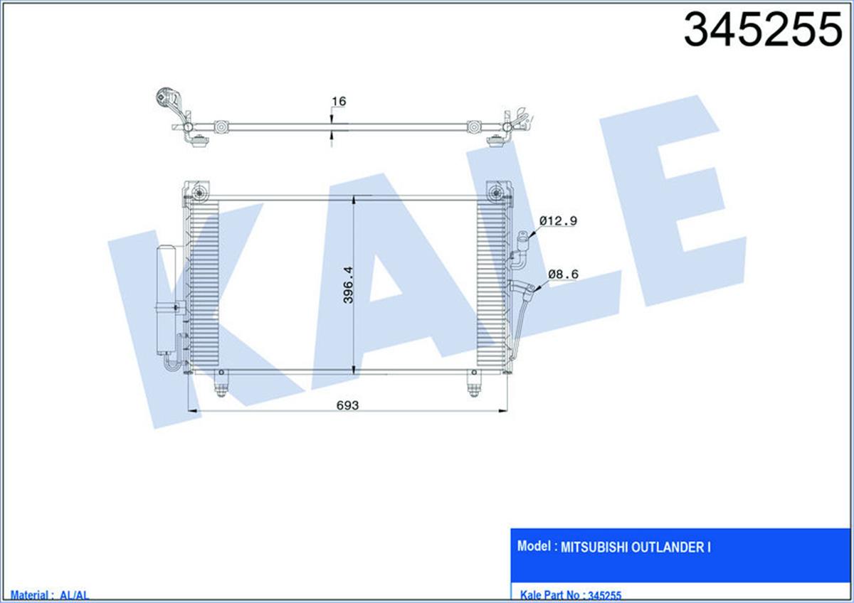 Klima Radyatörü Kondenser Mıtsubıshı Outlander 2.0İ 16V-2.4İ 16V 03 635X400x16 O