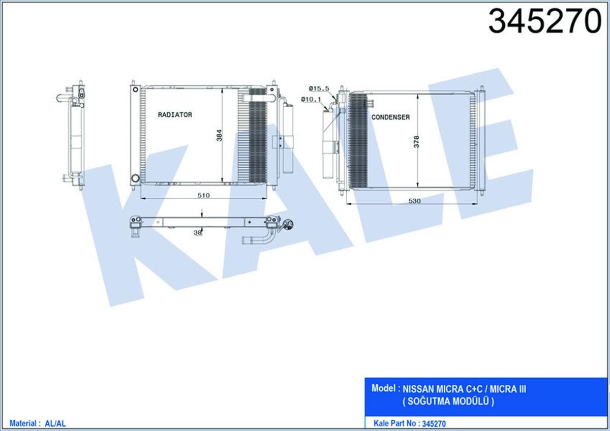 Klima Radyatörü Kondenser Nıssan Micra 1.2-1.4 16V 02-10 Radyatör-Klima Birleşik